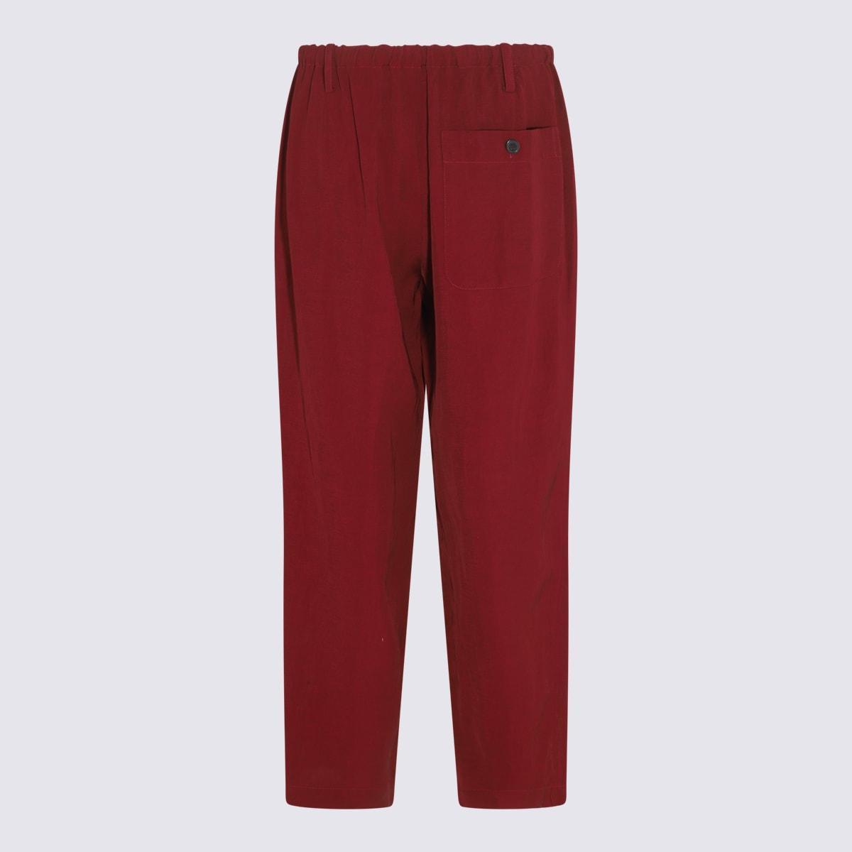 Burgundy Linen Blend Pants In Purple Product Image