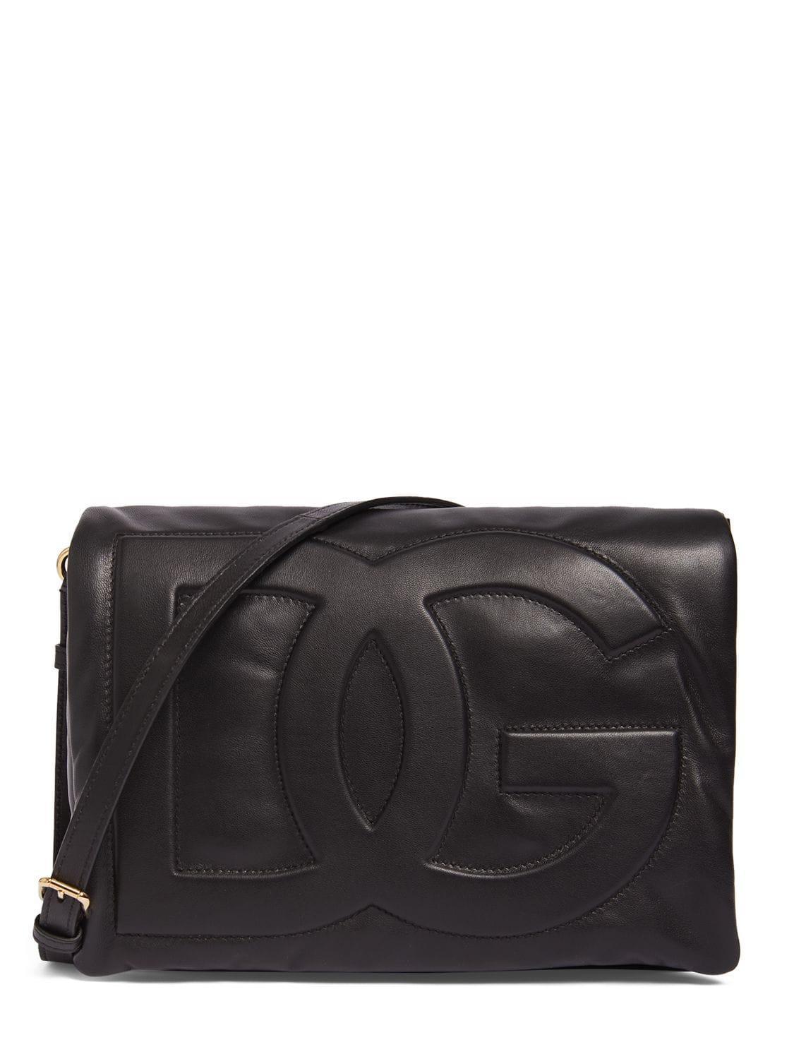 Medium Logo Soft Nappa Shoulder Bag In Black Product Image