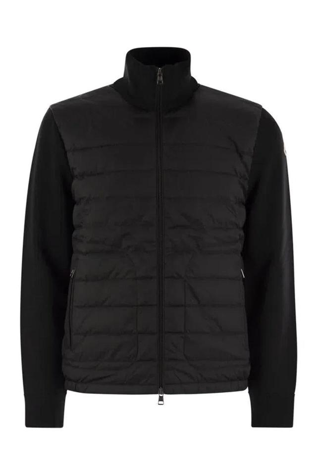 MONCLER Padded Wool Cardigan In Black Product Image