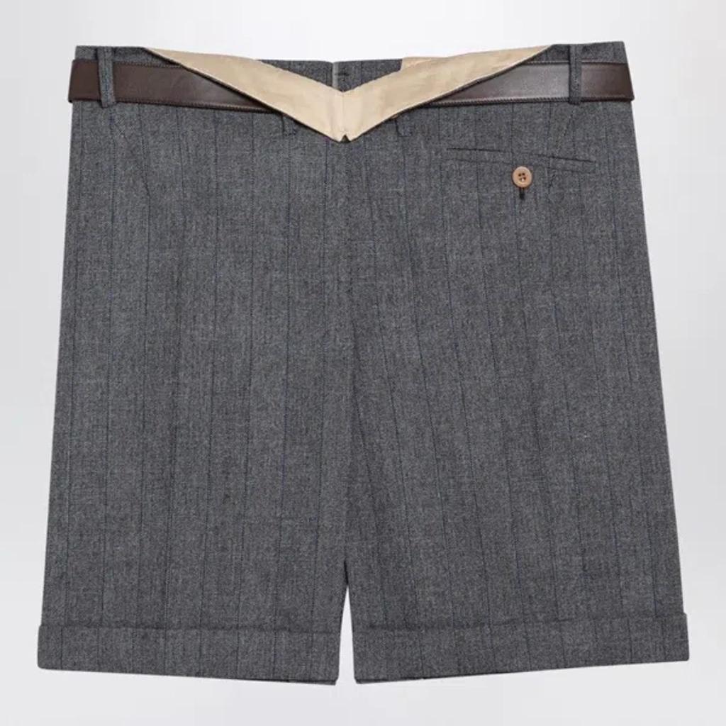 Grey Wool Skirt With Belt Women In Gray Product Image