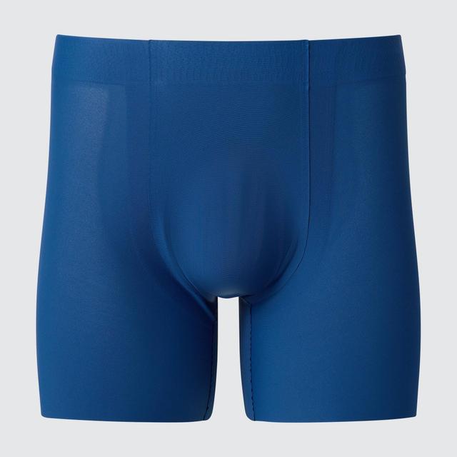 Mens Airism Ultra Seamless Anti-Odor Mesh Boxer Brief Blue Large UNIQLO US Product Image