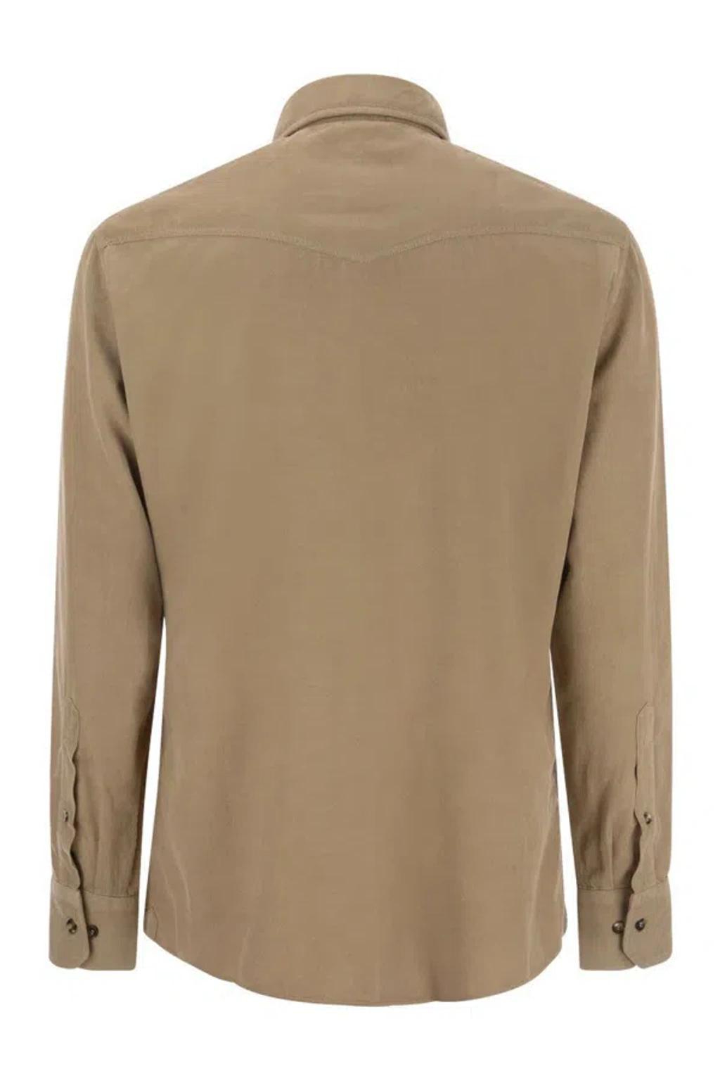 BRUNELLO CUCINELLI Easy Fit Corduroy Shirt In Camel Product Image