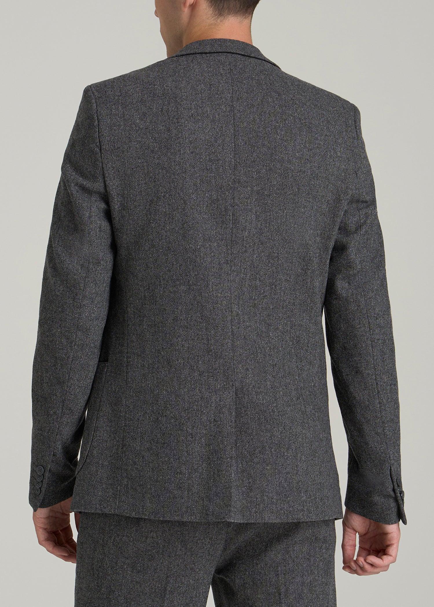 Wool Blend Blazer for Tall Men in Anthracite Tweed Product Image