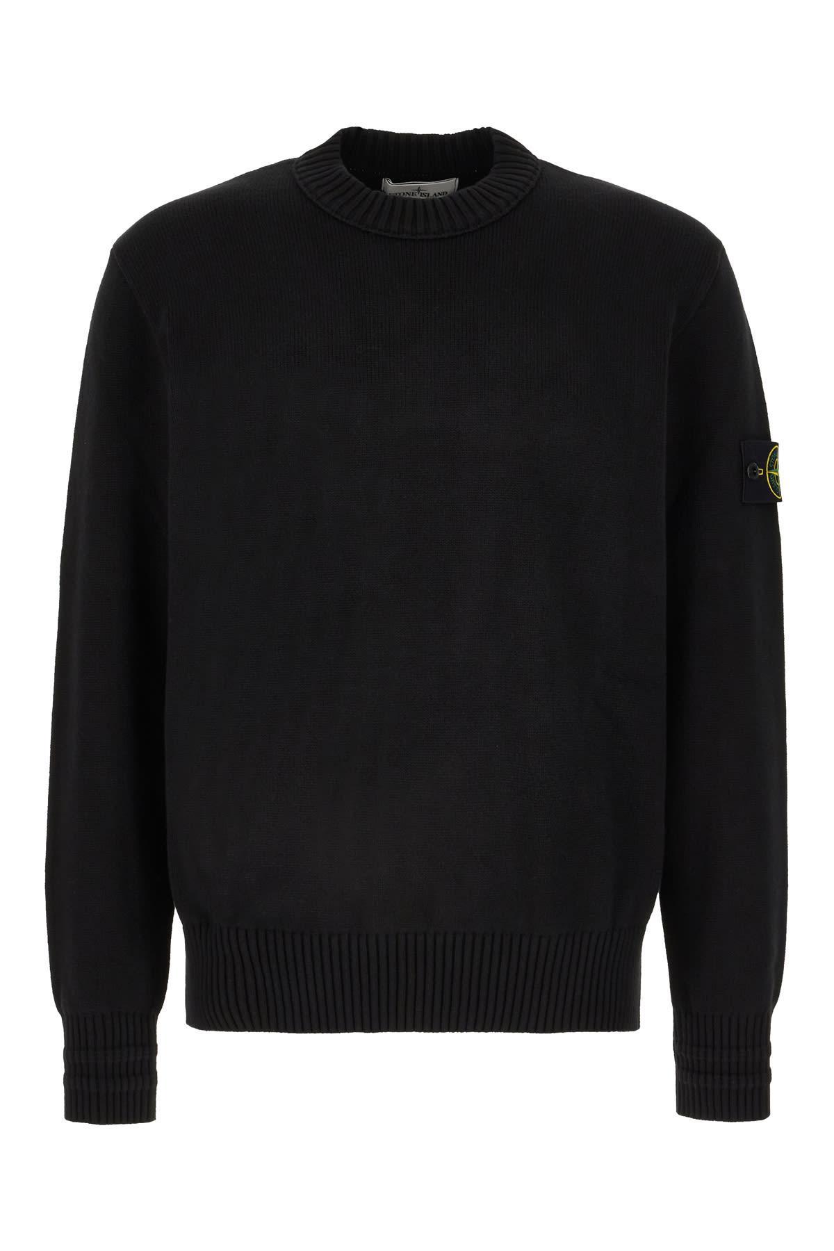 STONE ISLAND Black Stretch Cotton Sweater Product Image