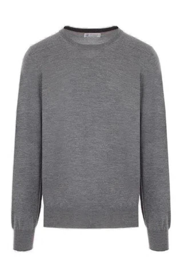 Crewneck Knitted Sweater In Blue Product Image