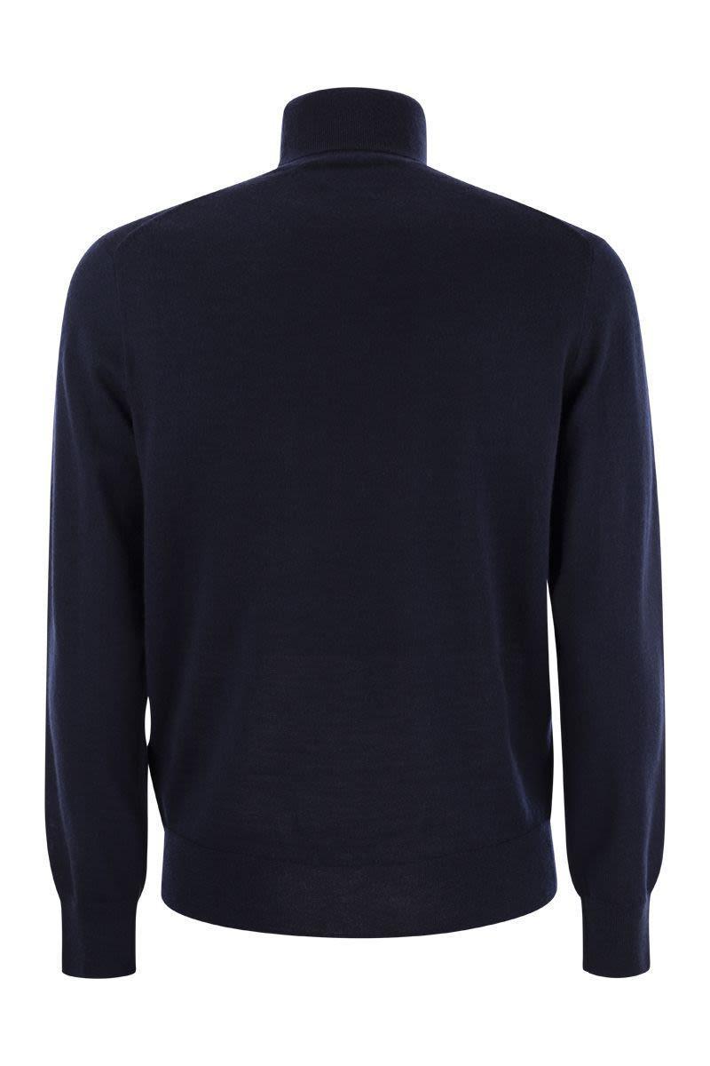 Wool Turtleneck Sweater In Navy Blue Product Image