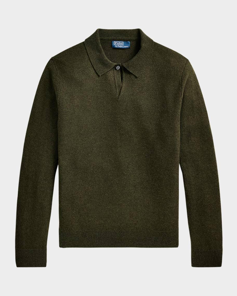 Mens Linen-Cashmere Johnny-Collar Sweater Product Image