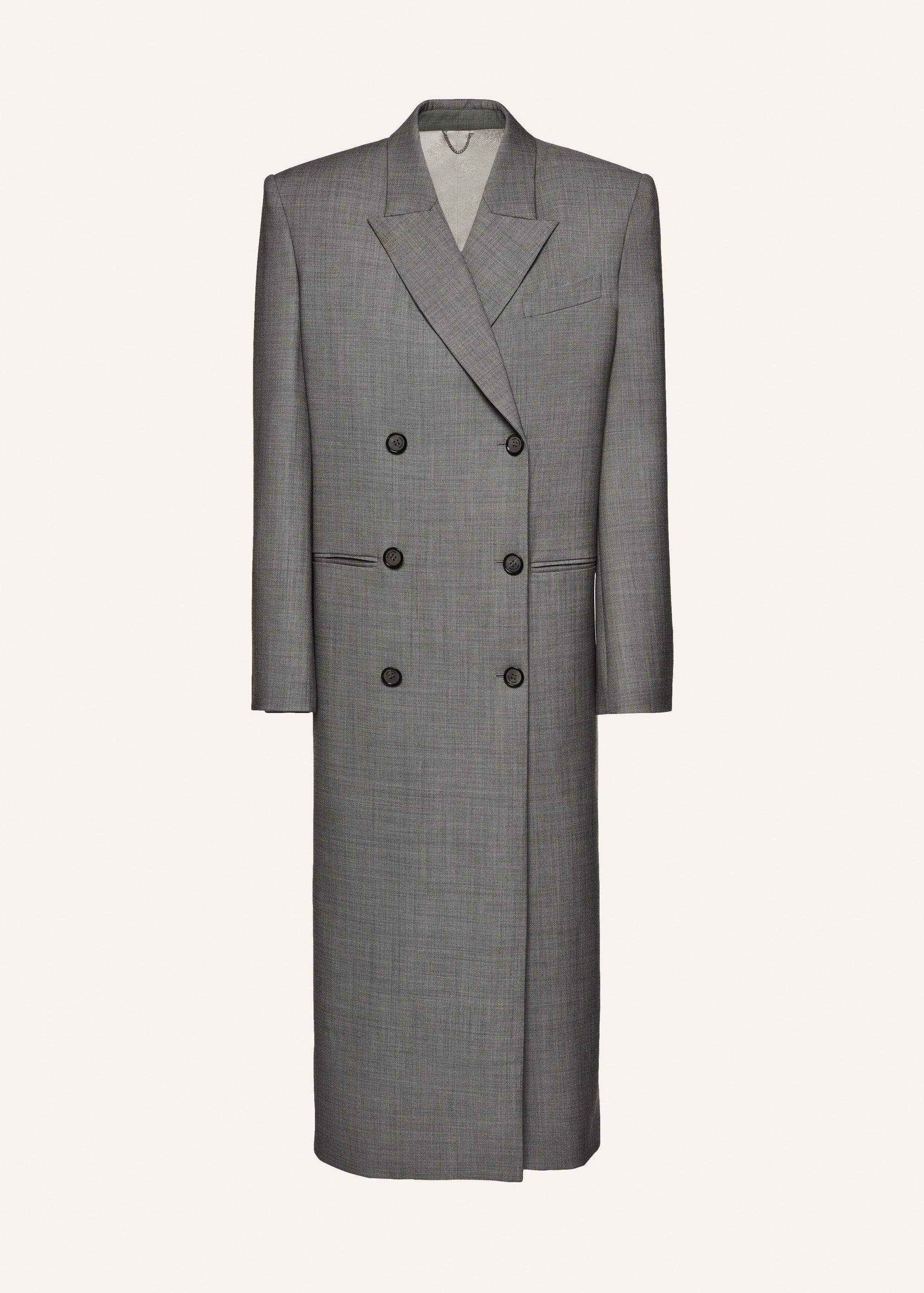 Long classic wool coat in grey Product Image