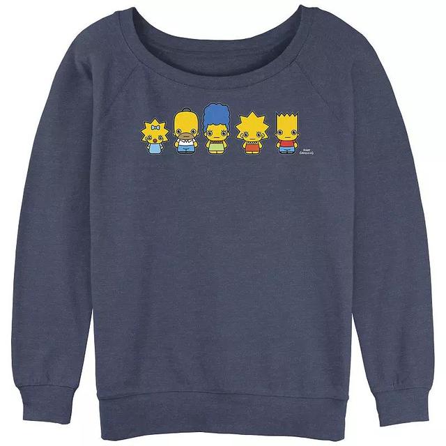 Juniors The Simpsons Chibi Lineup Slouchy Terry Graphic Pullover, Womens Blue Grey Product Image