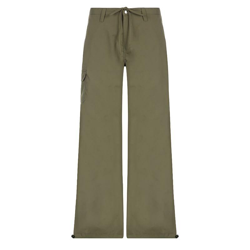 Low Rise Plain Flared Cargo Pants Product Image