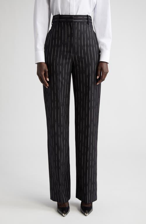 Womens Pinstriped Wool Trousers Product Image