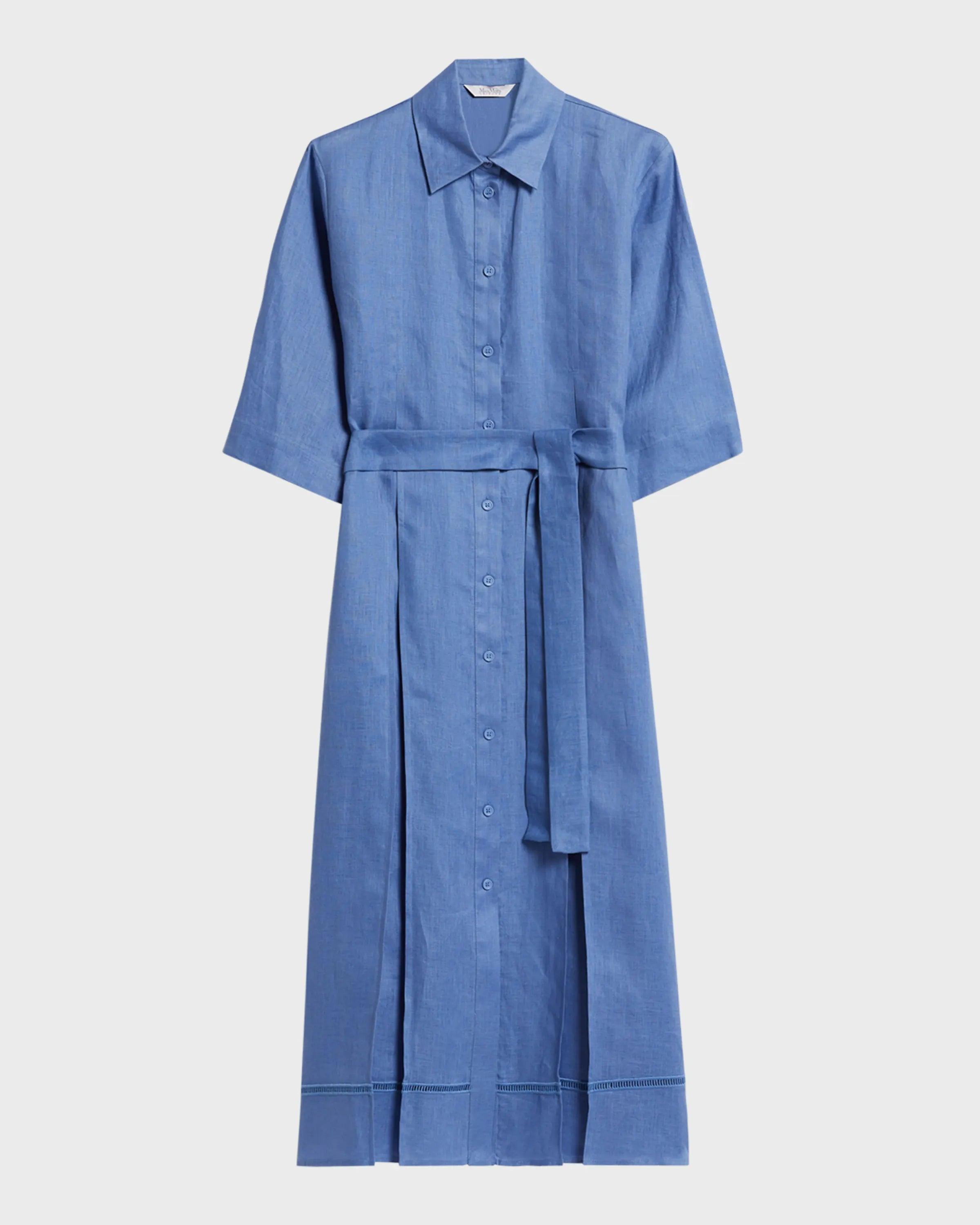 Max Mara Nocino Belted Linen Midi Shirt Dress Product Image