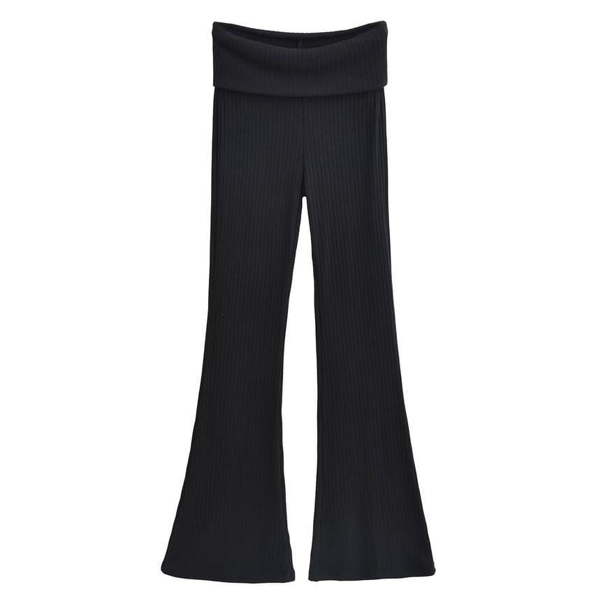 Elastic Waist Ribbed Knit Bootcut Pants product image