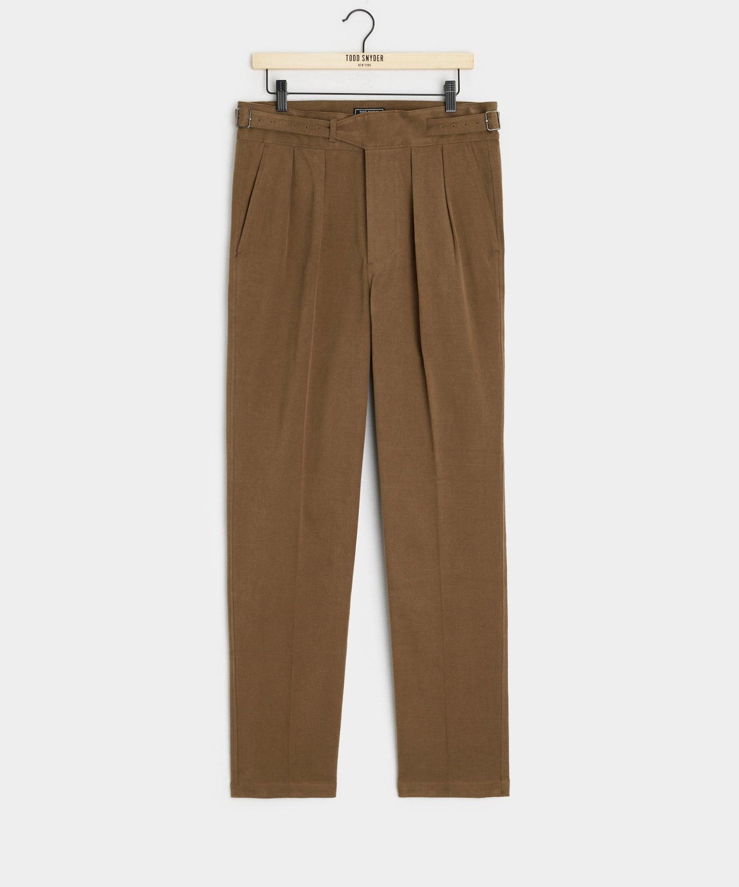 Italian Brushed Cotton Gurkha Trouser in Light Brown Product Image