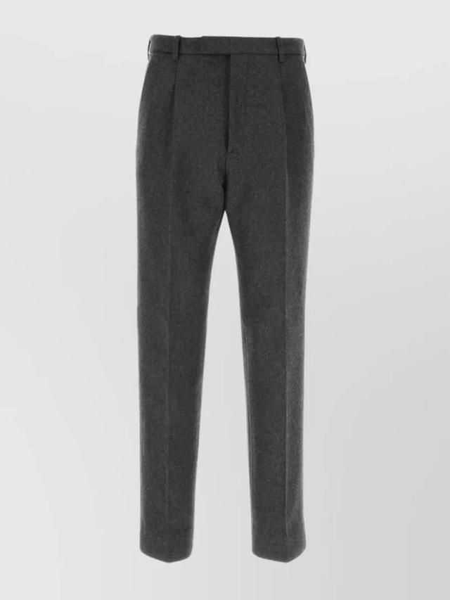 GUCCI Wool Blend Pleated Trousers In Gray Product Image