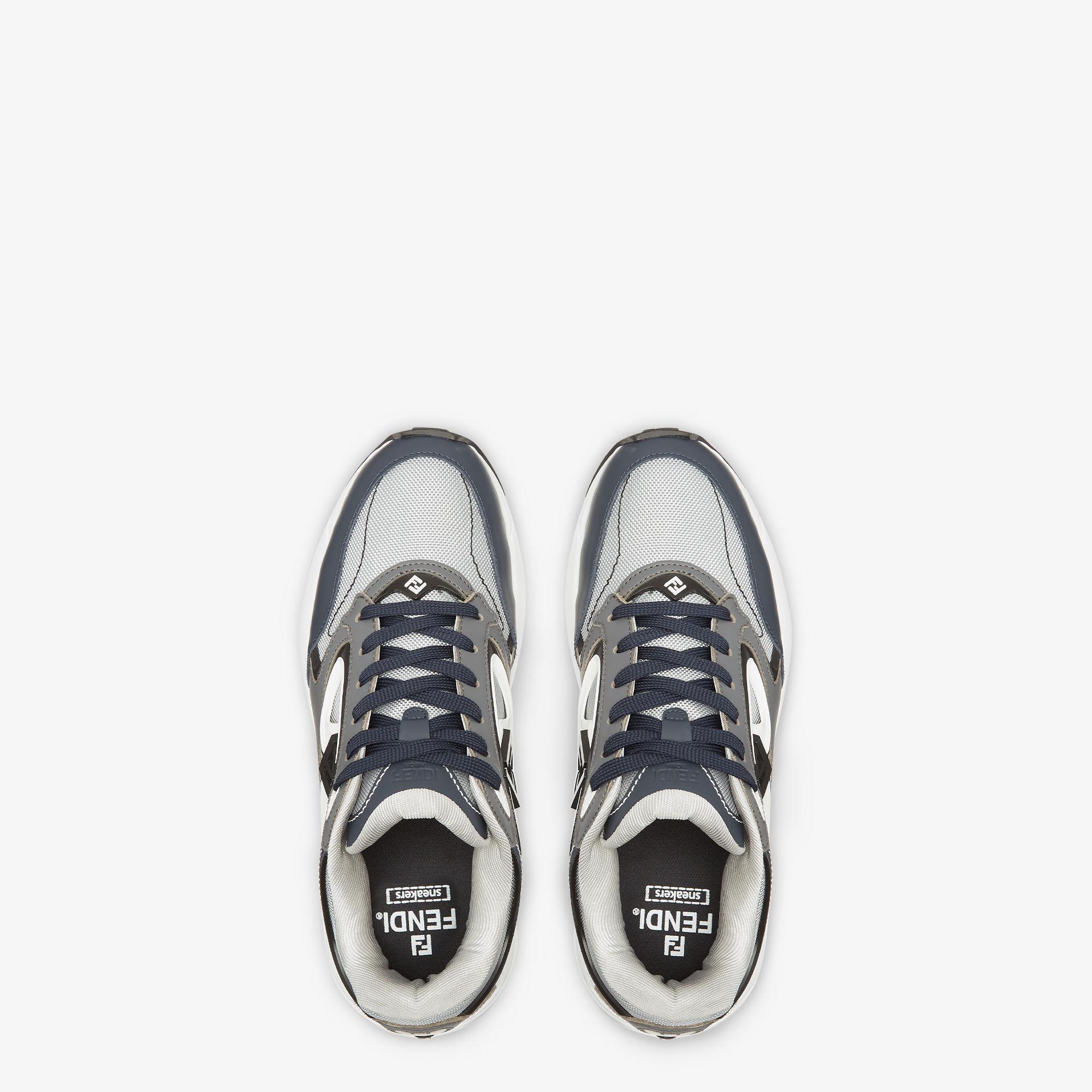 Fendi Forward sneakersGray mesh and blue leather low-tops Product Image