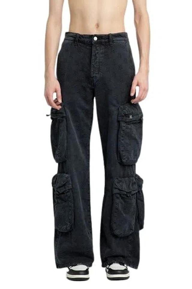 Mid-rise Corduroy Cargo Trousers In Black Product Image