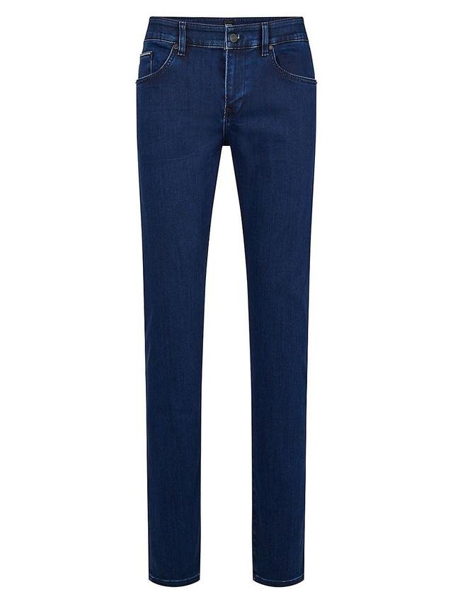 Mens Slim-fit jeans in blue satin-touch denim Product Image