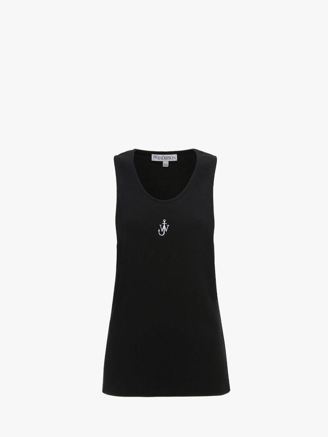 TANK TOP WITH ANCHOR LOGO EMBROIDERY in black | JW Anderson US  Product Image