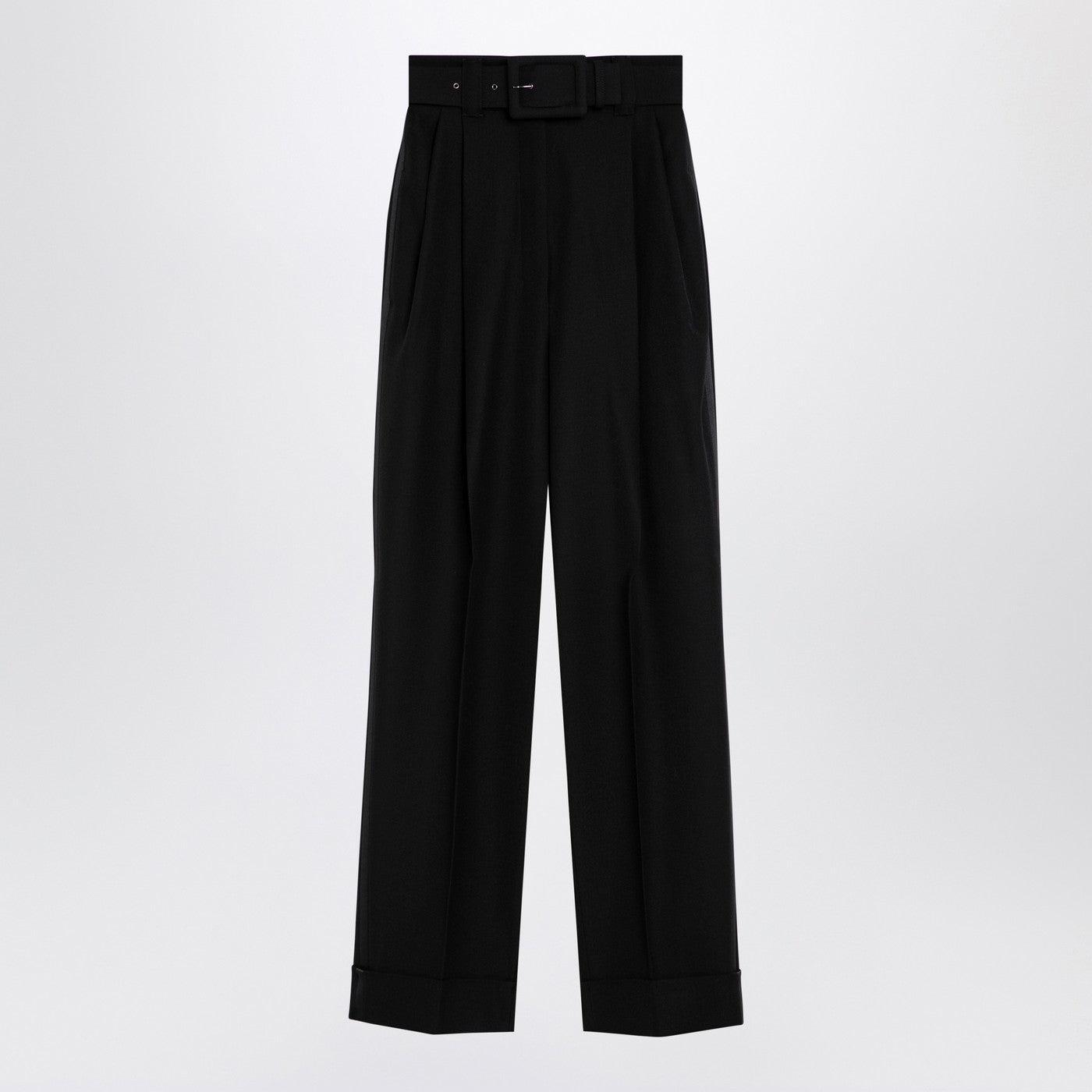 MAX MARA Pianoforte Black Grain De Poudre Wool Trousers Product Image