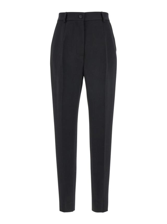 DOLCE & GABBANA Black Pants With High Waist And Belt Loops In Wool Woman Product Image