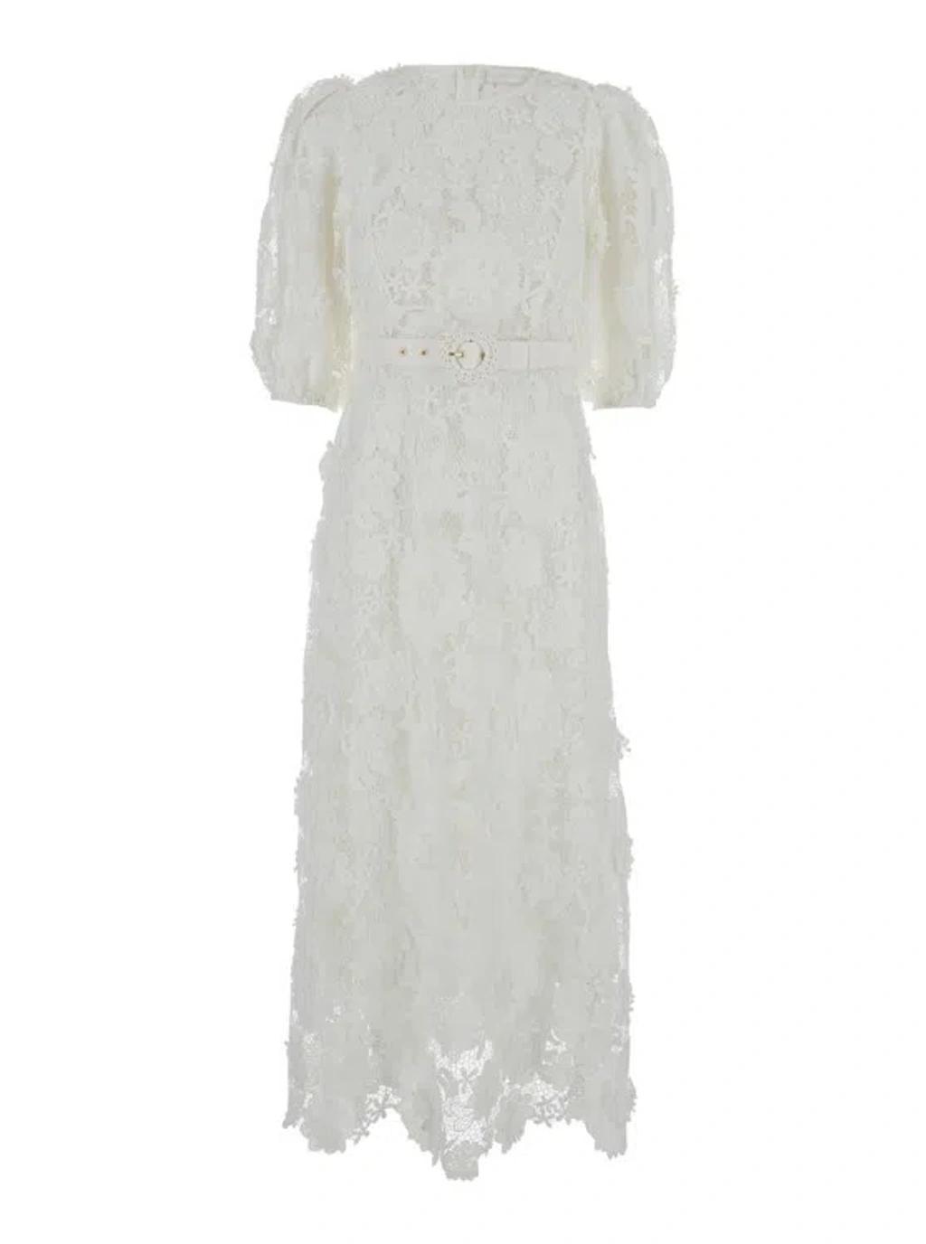 ZIMMERMANN White Long Dress With Off-shoulders In Lace Woman Product Image