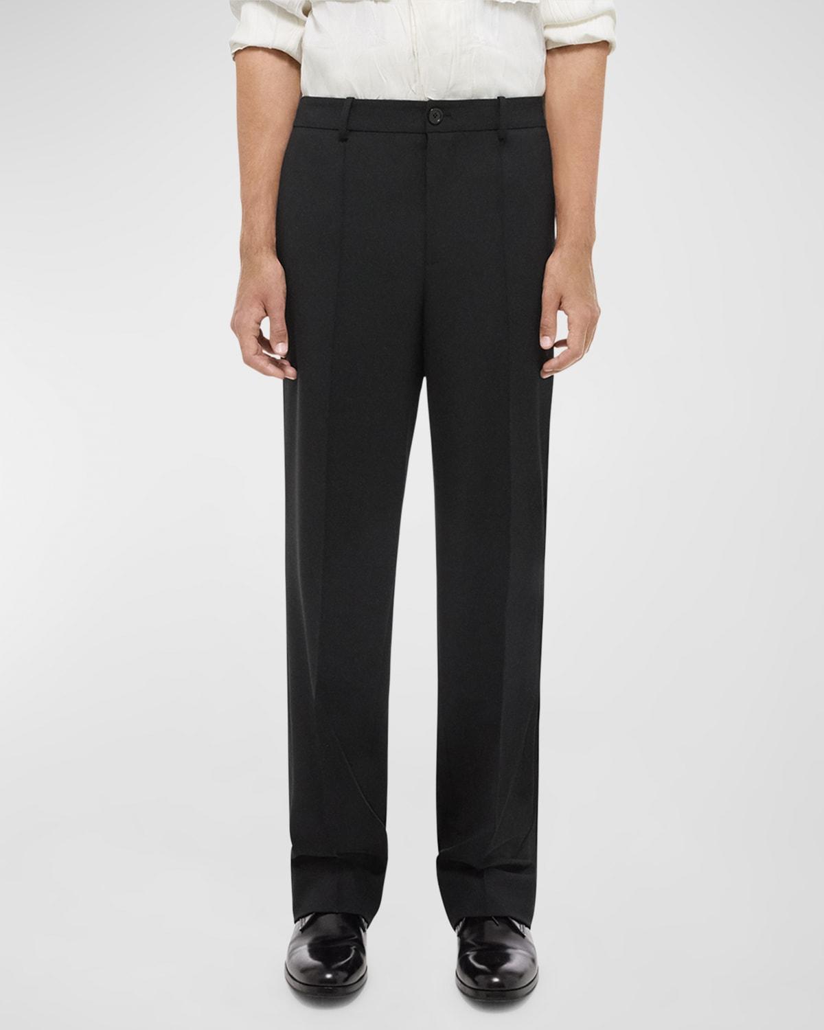 Mens Wool-Blend Relaxed-Fit Trousers Product Image