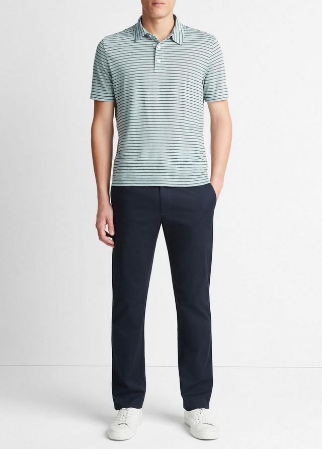 Striped Linen Short-Sleeve Polo Shirt Product Image