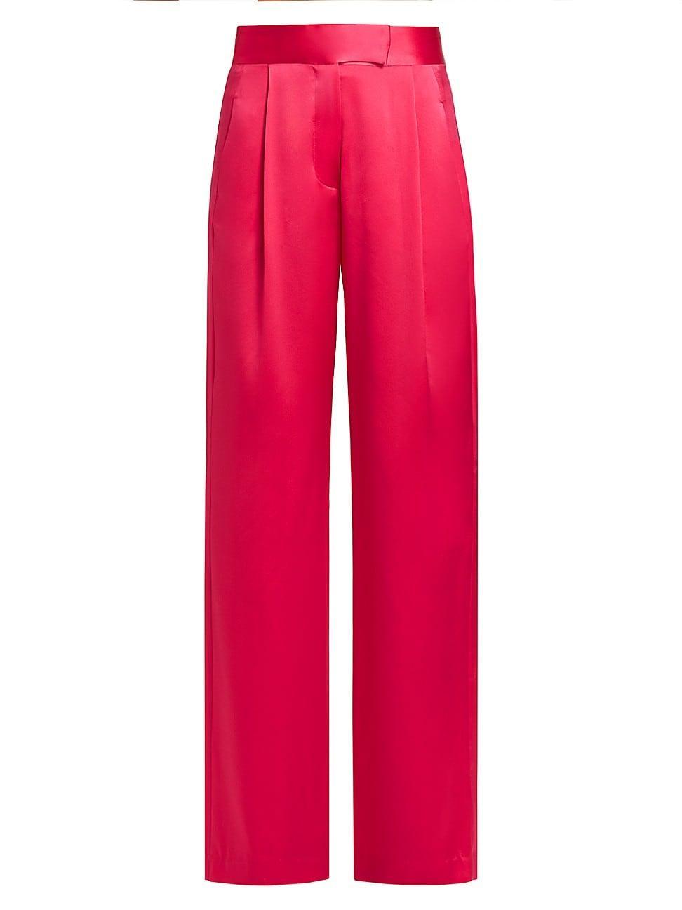 Womens Wide-Leg Silk Trousers Product Image