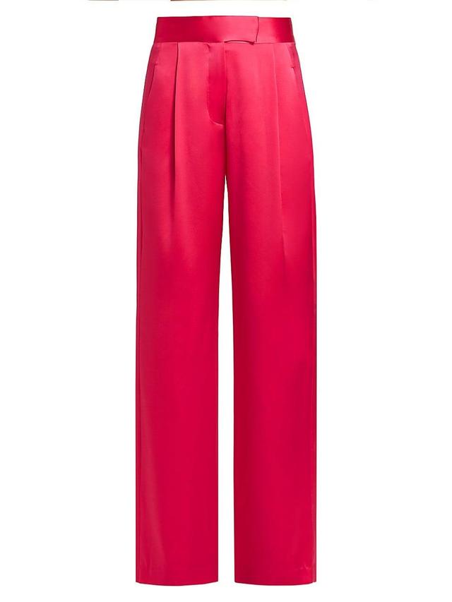 Womens Wide-Leg Silk Trousers Product Image