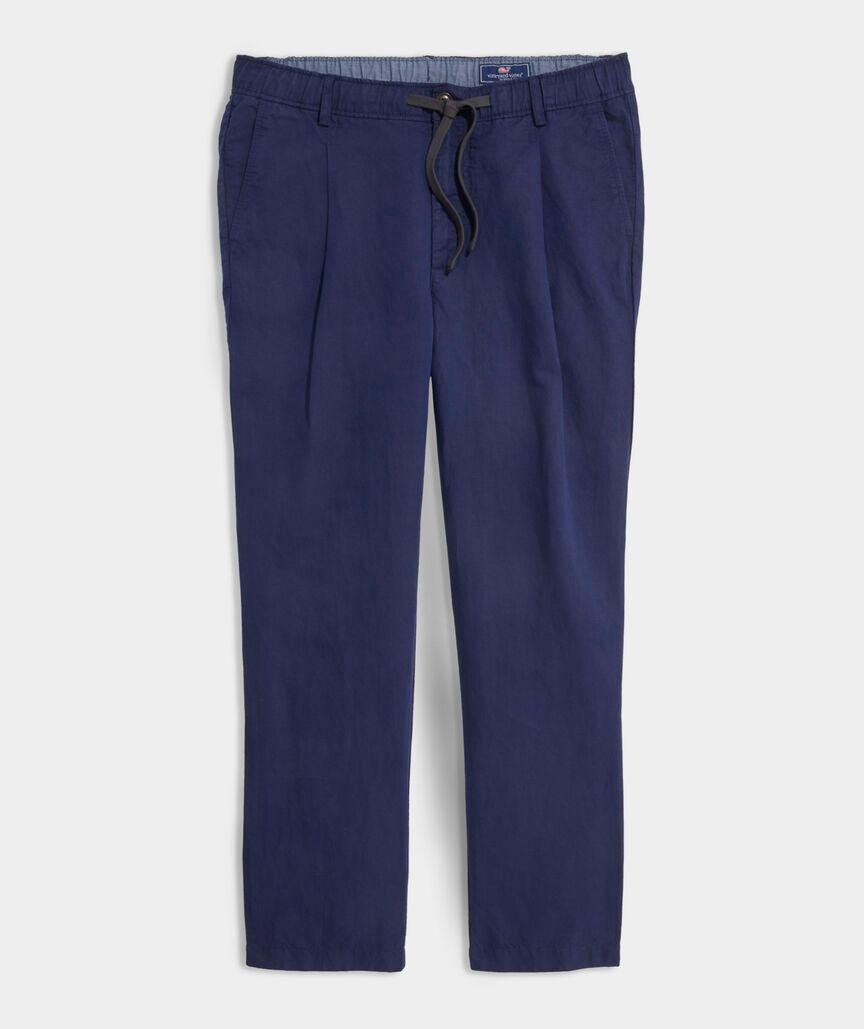 Linen-Cotton Pleated Pull-On Pants Product Image