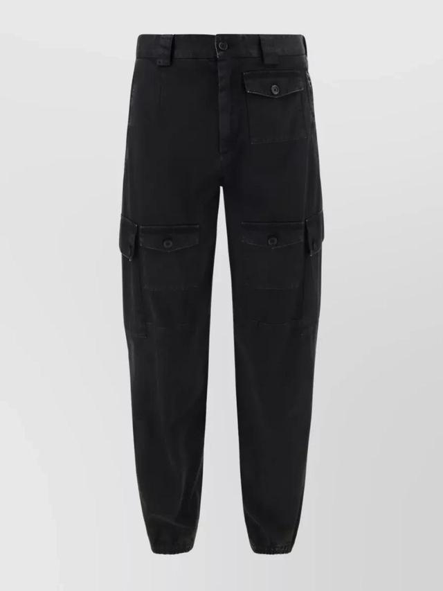 Cargo Pants With High Waist And Multiple Pockets In Black Product Image