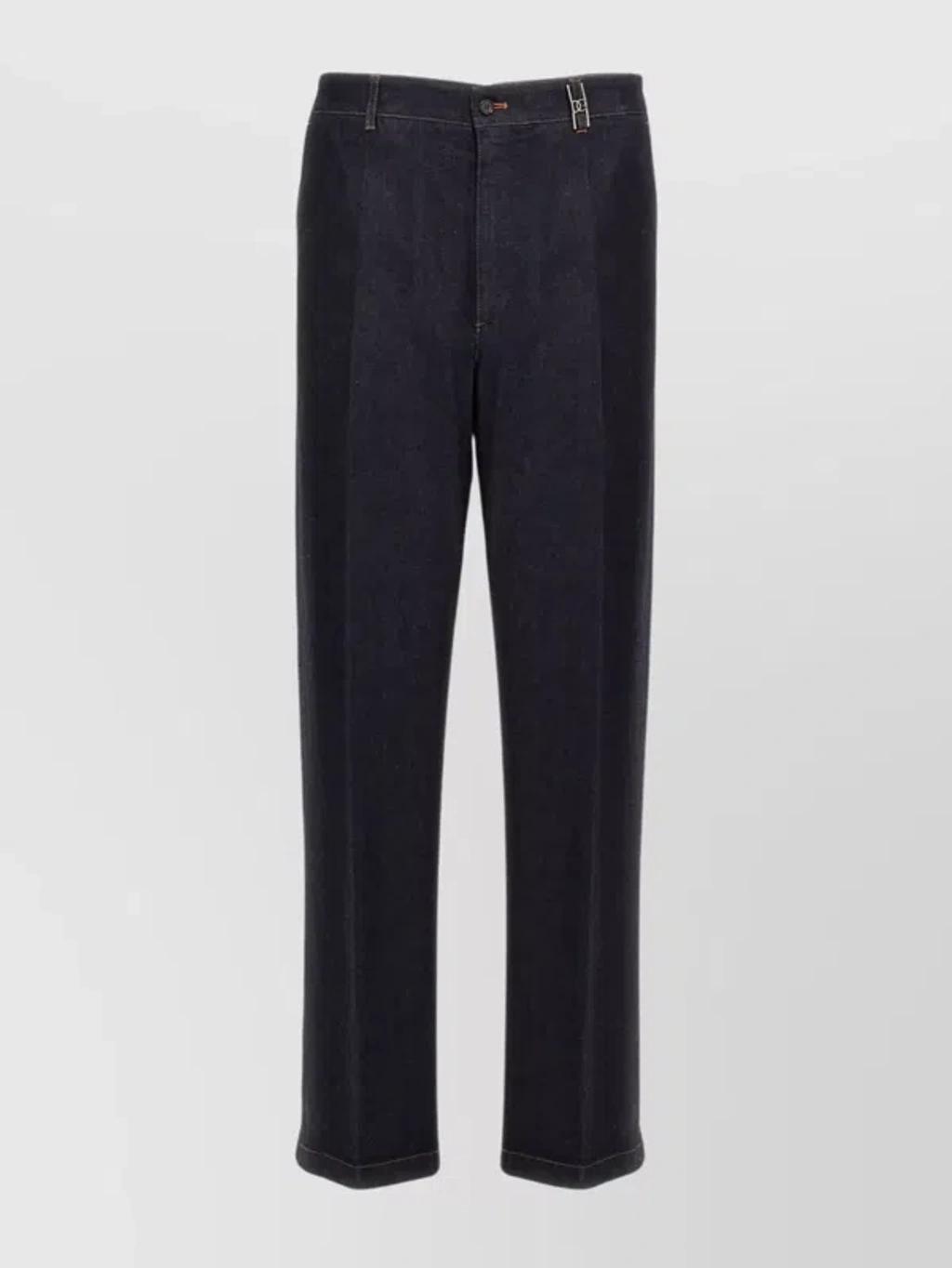 Tailored Denim Trousers With Back Pockets In Black product image