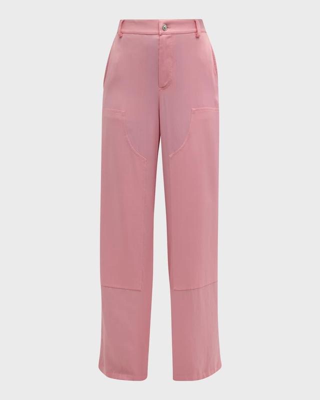 Wide-Leg Satin-Viscose Pants Product Image