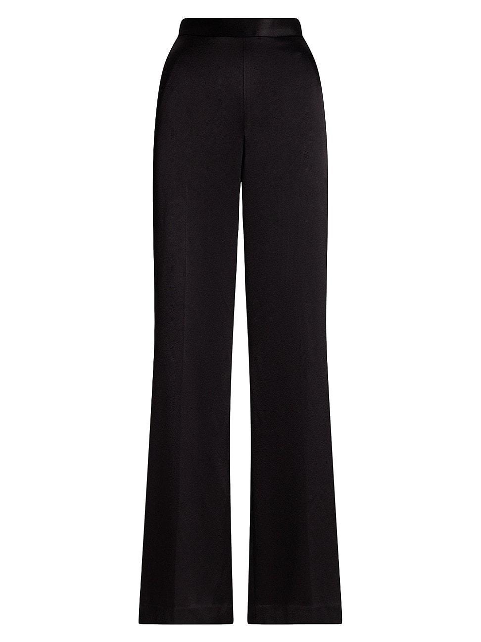 Womens Satin High-Rise Wide-Leg Pants product image