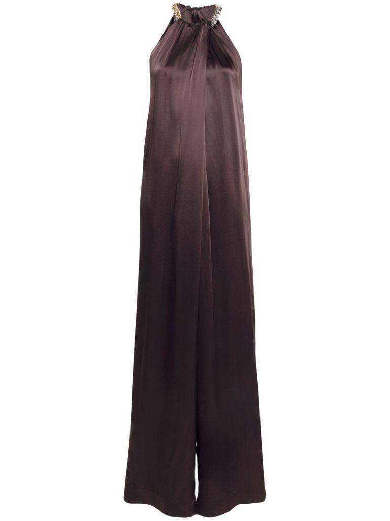 Chain-link-detail Jumpsuit In Brown Product Image