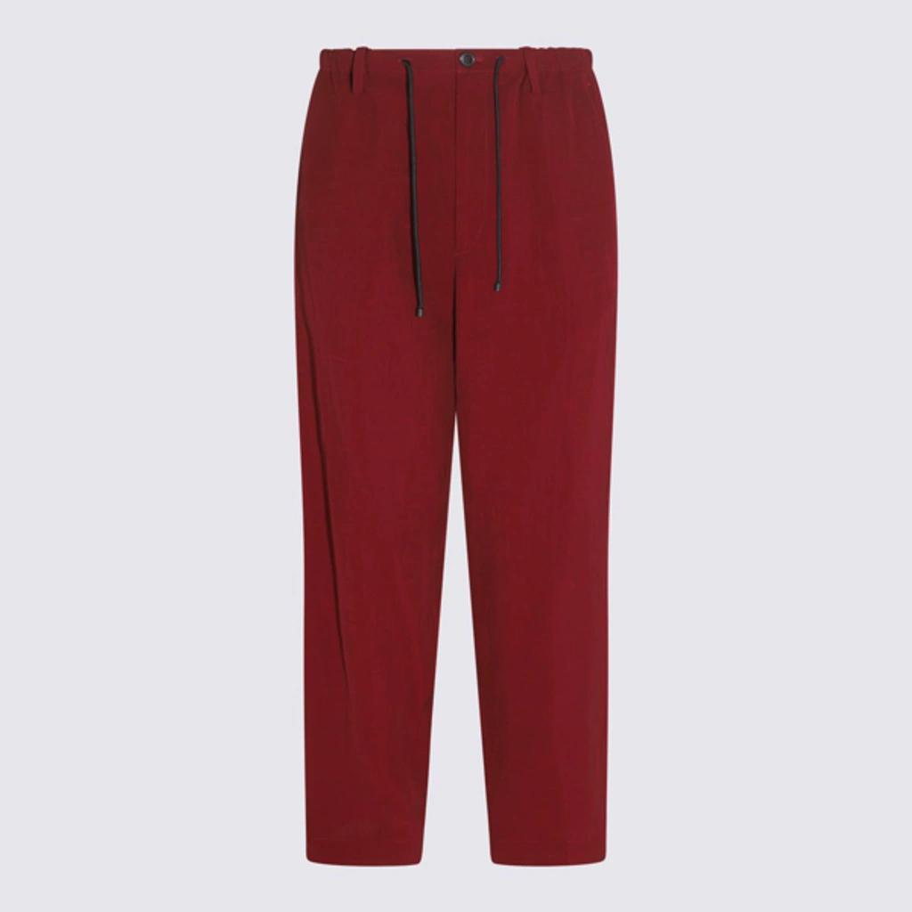 Burgundy Linen Blend Pants In Purple Product Image