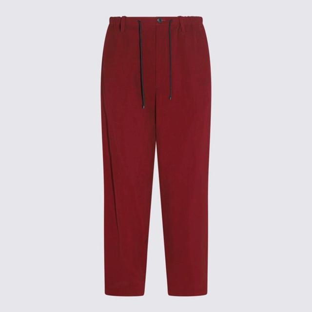 Burgundy Linen Blend Pants In Purple Product Image