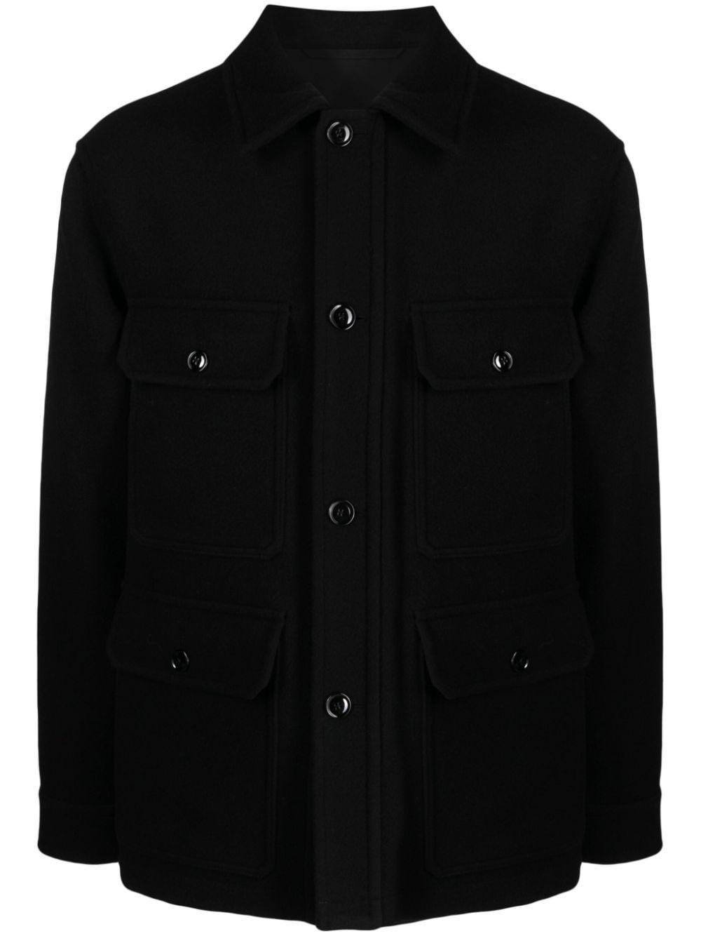 Flap Pockets Wool Jacket In Black Product Image