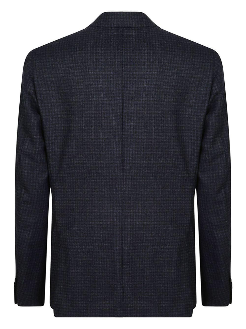 CORNELIANI Checked Wool Blazer In Blue Product Image