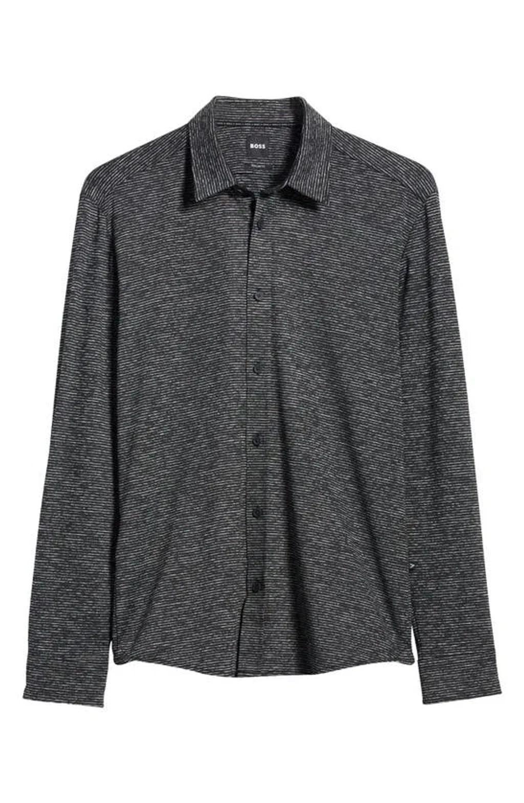 HUGO BOSS Liam Kent Regular Fit Stretch Button-up Shirt In Black Product Image