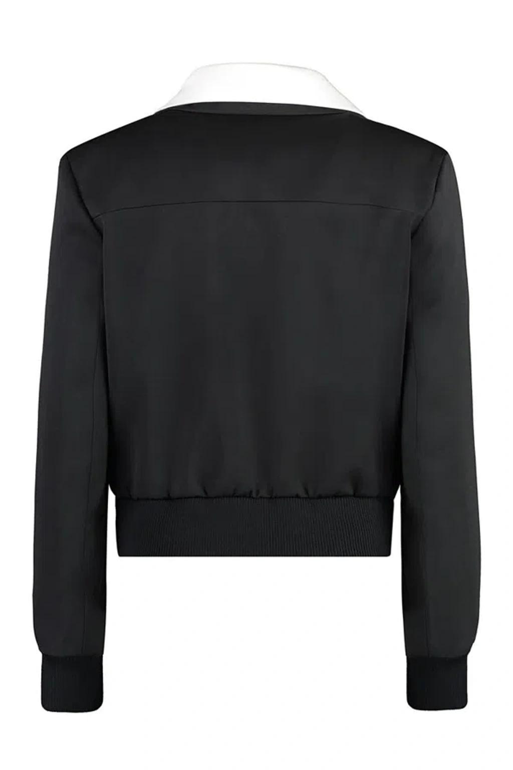 Single-breasted Wool And Satin Jacket In Nero Product Image