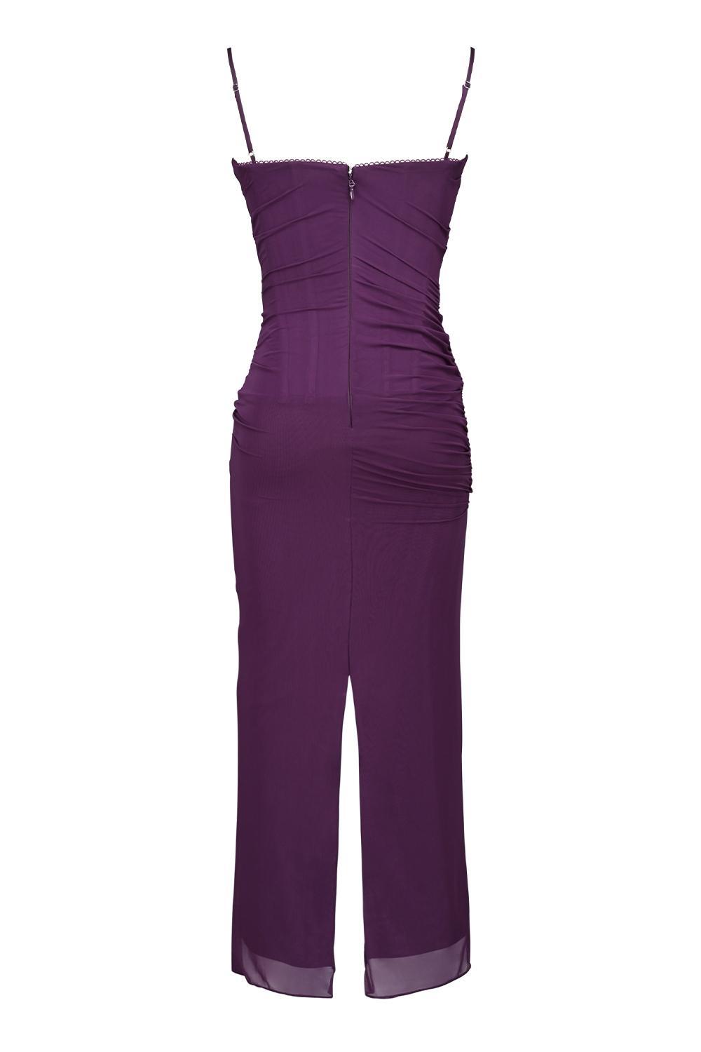 Nalini Grape Mesh Corset Maxi Dress Product Image