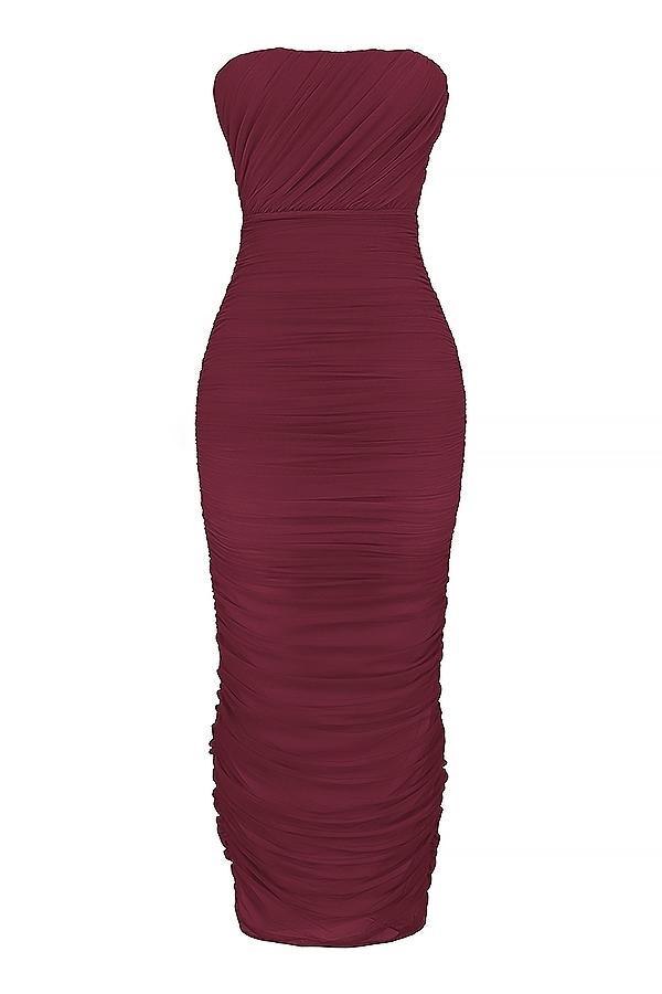 Sapphire Wine Gathered Maxi Dress Product Image