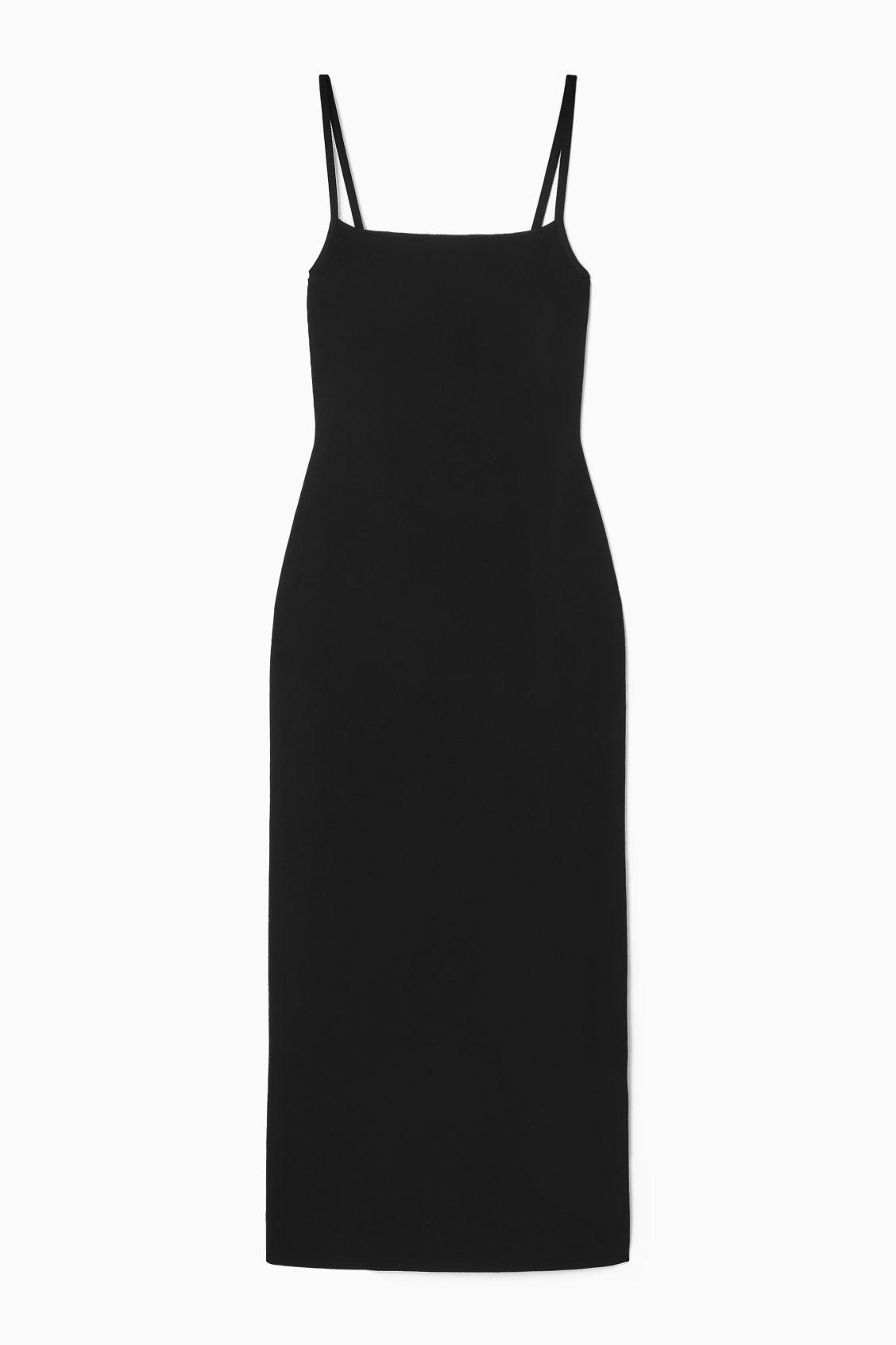 SQUARE-NECK KNITTED SLIP DRESS Product Image