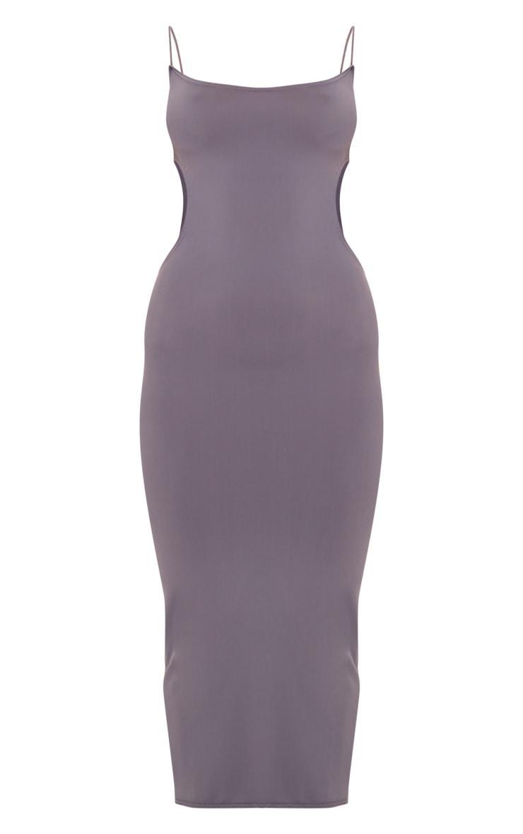 Charcoal Grey Cut Out Back Bodycon Midi Dress Product Image