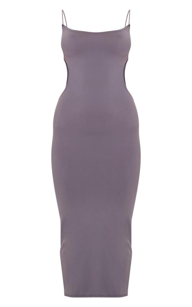 Charcoal Grey Cut Out Back Bodycon Midi Dress Product Image