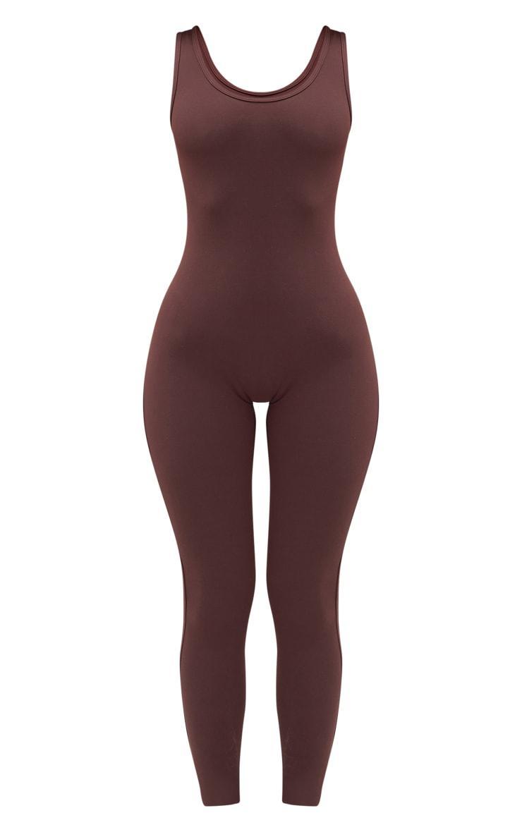 Petite Coffee Snatched Sculpt Square Neck Jumpsuit Product Image