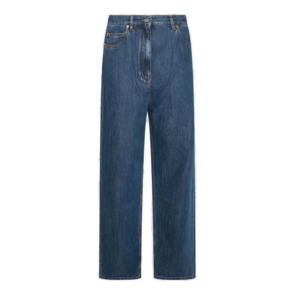 Logo Patch Straight Leg Jeans In Blue Product Image