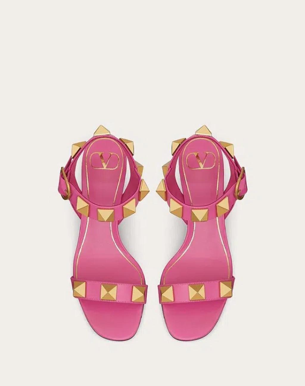 VALENTINO GARAVANI Women's Roman Stud Sandal 90mm In Pink Product Image